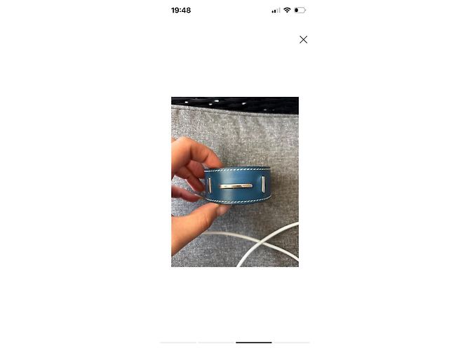 Hermès Armreif aus blauem Leder Silber Hardware - Ansicht 3