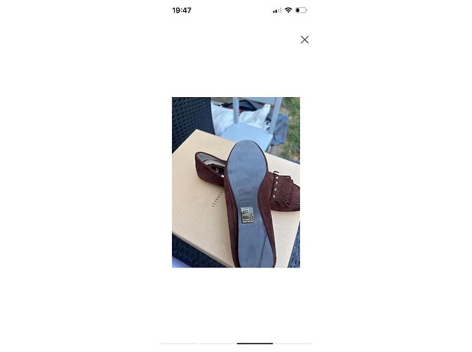 Christian Dior Ballerine in Scamosciato Marrone con Frange e Borchie - vista 2