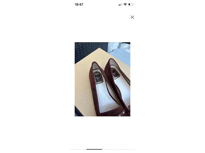 Christian Dior Ballerine in Scamosciato Marrone con Frange e Borchie - vista 4