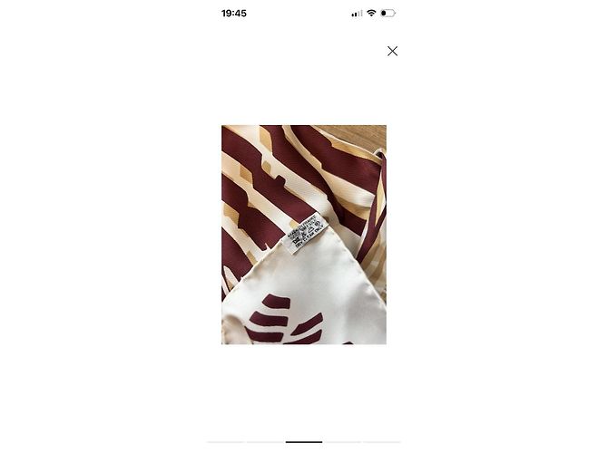 Hermès Carré de seda Castaño Beige Dorado - vista 3