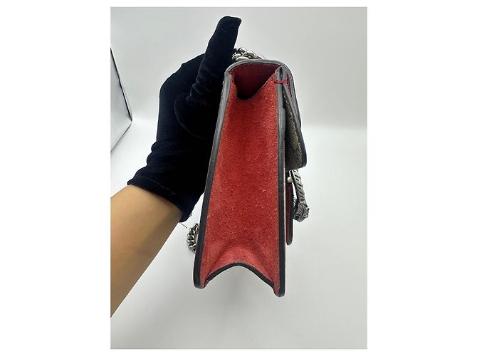 Gucci Dionysus GG Supreme Borsa a Tracolla Piccola Rosso Beige - vista 11
