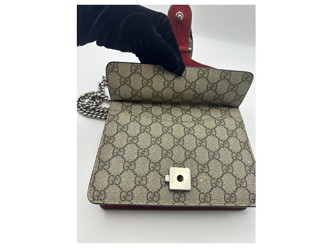 Gucci Dionysus GG Supreme Borsa a Tracolla Piccola Rosso Beige - vista 4