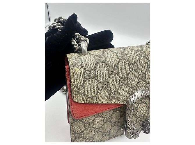Gucci Dionysus GG Supreme Borsa a Tracolla Piccola Rosso Beige - vista 6