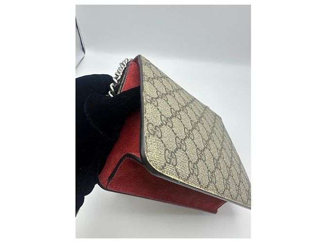 Gucci Dionysus GG Supreme Borsa a Tracolla Piccola Rosso Beige - vista 7