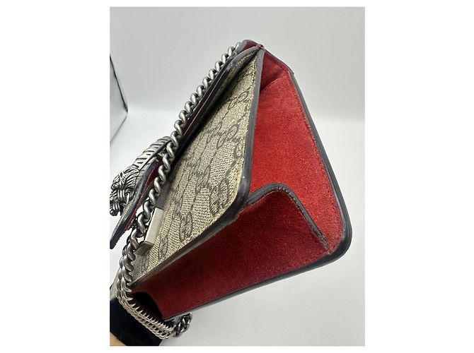 Gucci Dionysus GG Supreme Borsa a Tracolla Piccola Rosso Beige - vista 8