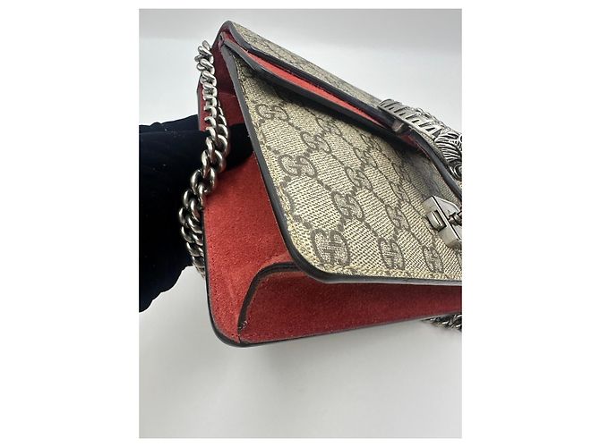 Gucci Dionysus GG Supreme Borsa a Tracolla Piccola Rosso Beige - vista 9