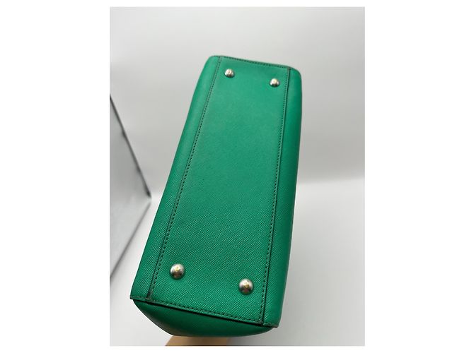 MCM Elda Bolsa de Mão em Couro Saffiano - Verde - vista 5