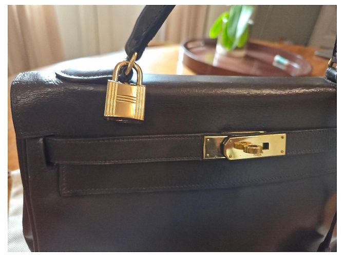 Borsa Hermès Kelly 32 in pelle marrone - vista 10