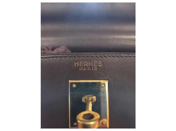 Borsa Hermès Kelly 32 in pelle marrone - vista 11