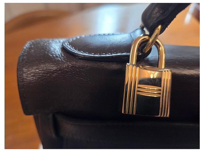 Borsa Hermès Kelly 32 in pelle marrone - vista 14