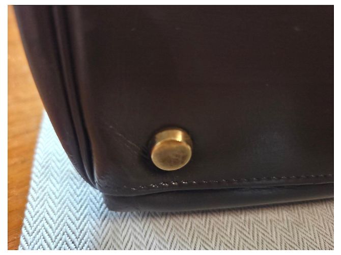 Borsa Hermès Kelly 32 in pelle marrone - vista 7