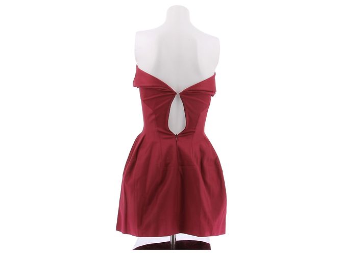 Alaïa Kleid aus Baumwolle Himbeerrot Größe 36 - Ansicht 2