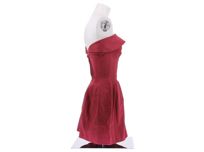 Alaïa Kleid aus Baumwolle Himbeerrot Größe 36 - Ansicht 3