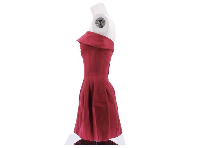 Alaïa Kleid aus Baumwolle Himbeerrot Größe 36 - Ansicht 4
