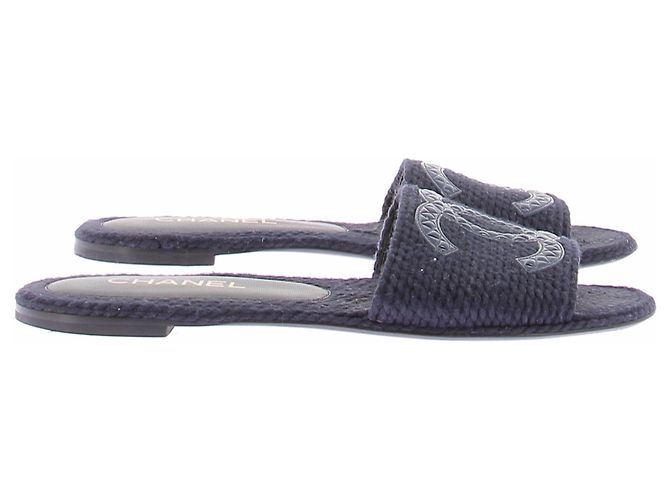 Sandali Chanel in tweed blu taglia 39 - vista 6