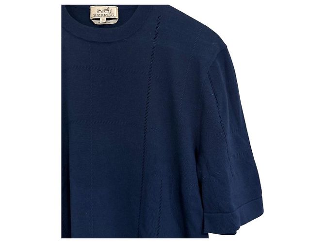 Hermès Top de punto de manga corta Hermes Azul Azul marino - vista 3