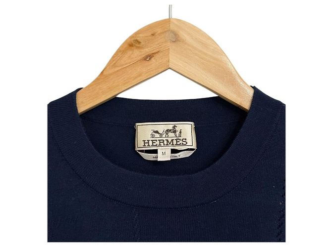 Hermès Top de punto de manga corta Hermes Azul Azul marino - vista 4