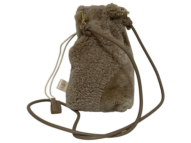 Mila Schön mila schon × Lisa Conte Borsa a tracolla 2way in shearling Beige - vista 3
