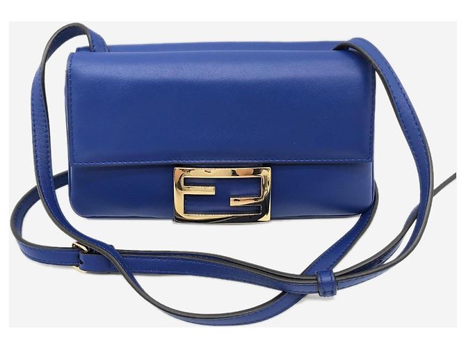 Fendi Borsa a tracolla in pelle Blue Duo Baguette - vista 2