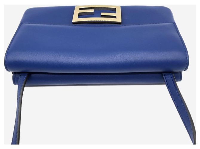Fendi Borsa a tracolla in pelle Blue Duo Baguette - vista 4