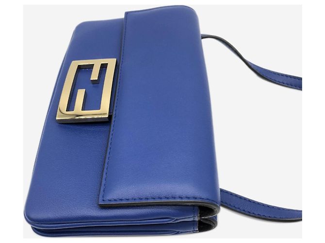 Fendi Borsa a tracolla in pelle Blue Duo Baguette - vista 5