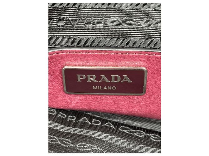 Prada Bolsa satchel de couro de vitelo glacê borgonha com dois bolsos Bordeaux - vista 10