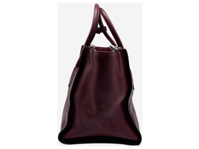 Prada Bolsa satchel de couro de vitelo glacê borgonha com dois bolsos Bordeaux - vista 6