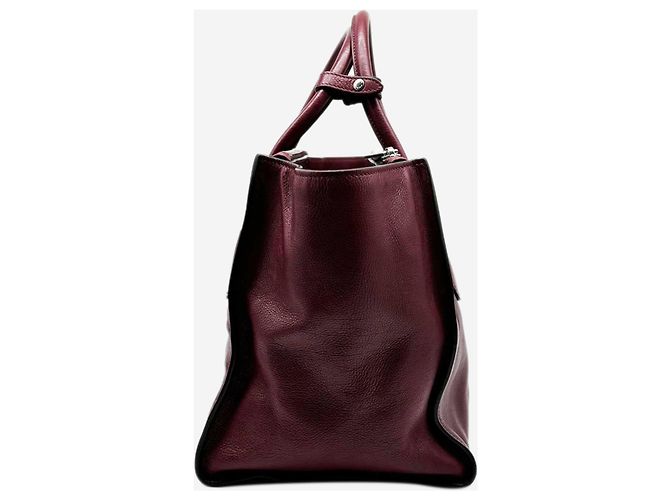 Prada Bolsa satchel de couro de vitelo glacê borgonha com dois bolsos Bordeaux - vista 8