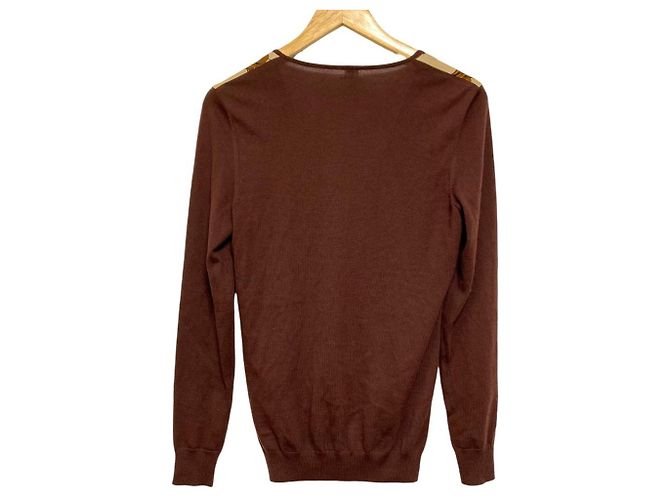 Hermès Wollstrickjacke Hermes Twillene Medor Button 38 Braun - Ansicht 2