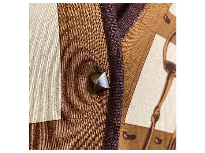 Hermès Wollstrickjacke Hermes Twillene Medor Button 38 Braun - Ansicht 4