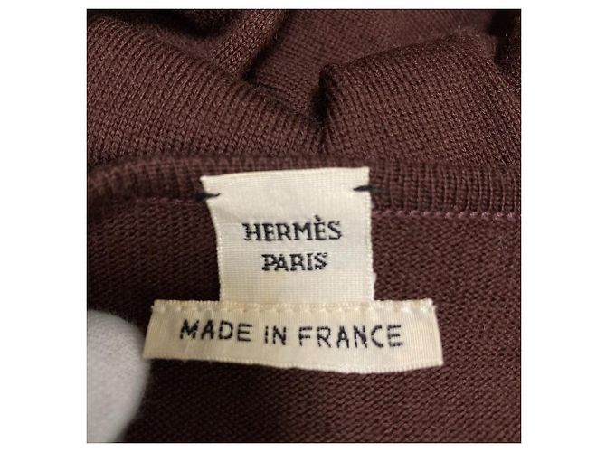 Hermès Wollstrickjacke Hermes Twillene Medor Button 38 Braun - Ansicht 6