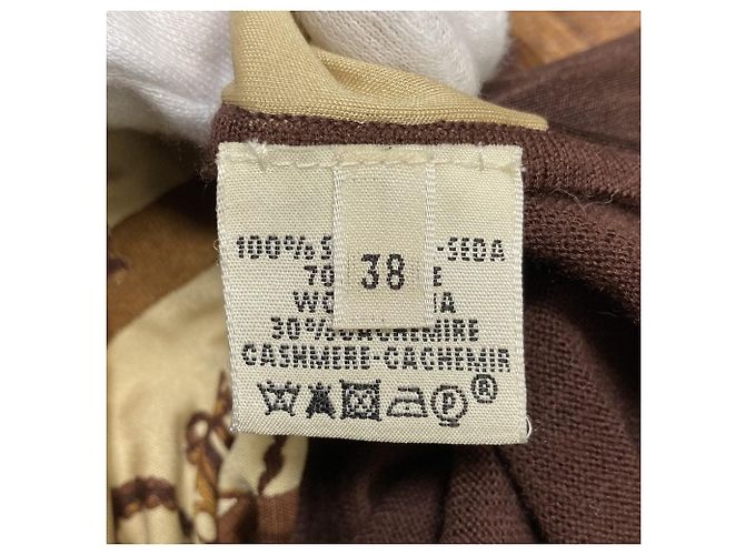 Hermès Wollstrickjacke Hermes Twillene Medor Button 38 Braun - Ansicht 7