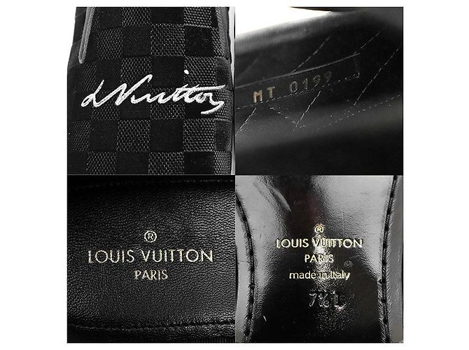 Mocassini Louis Vuitton Damier Velvet Nero - vista 10