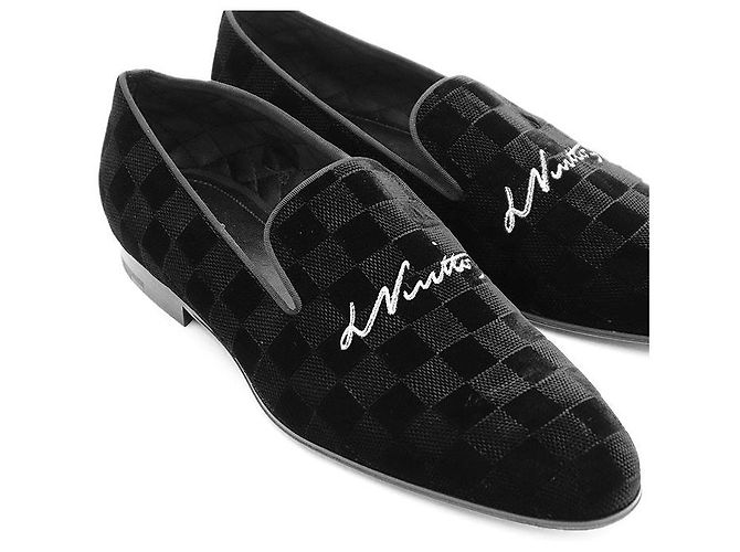Mocassini Louis Vuitton Damier Velvet Nero - vista 11