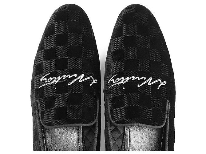 Mocassini Louis Vuitton Damier Velvet Nero - vista 13