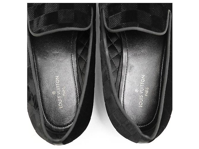 Mocassini Louis Vuitton Damier Velvet Nero - vista 14