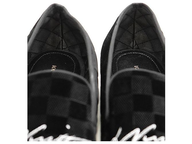 Mocassini Louis Vuitton Damier Velvet Nero - vista 7