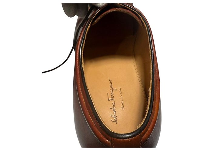 Scarpe stringate in pelle Salvatore Ferragamo Marrone - vista 10