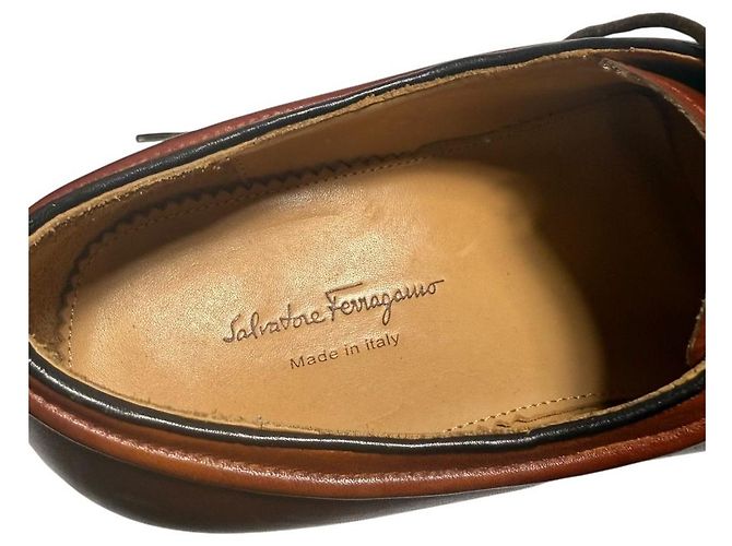 Scarpe stringate in pelle Salvatore Ferragamo Marrone - vista 9