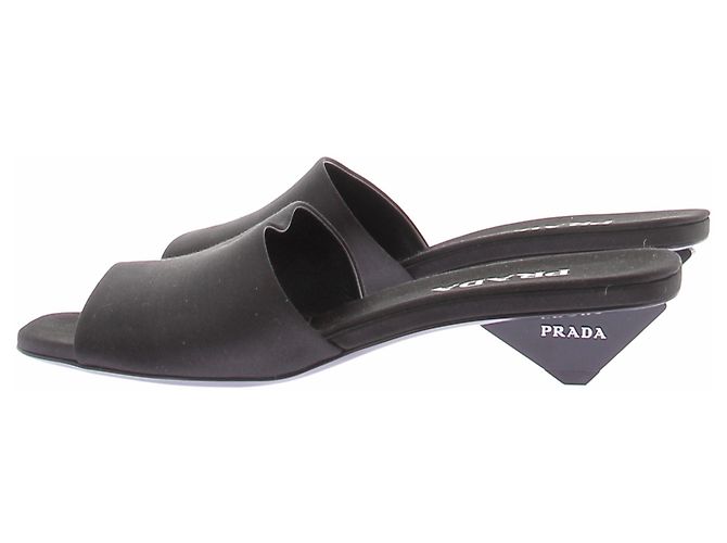 Prada Schwarze Mules mit Absatz - Ansicht 2