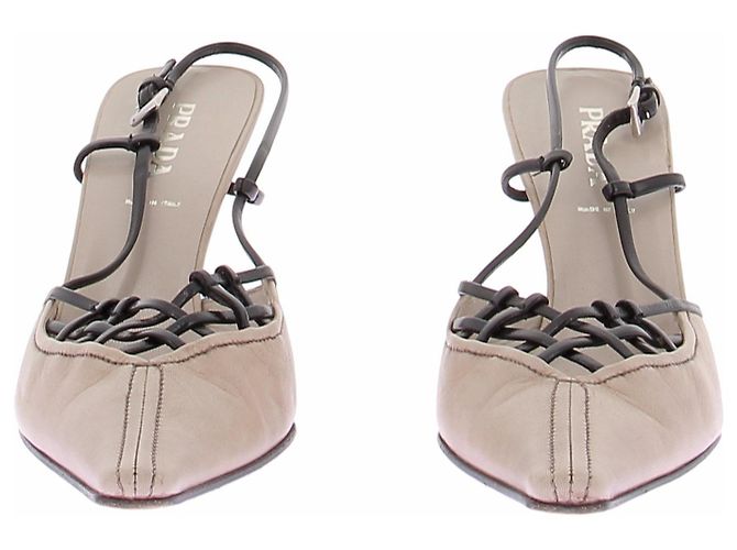 Prada Décolleté beige in pelle - vista 3
