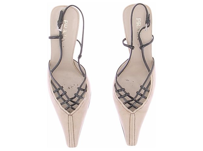 Prada Décolleté beige in pelle - vista 4