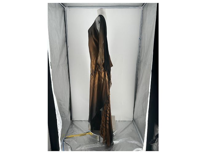 Roberto Cavalli Braunes Kleid mit Tigerprint - Ansicht 3