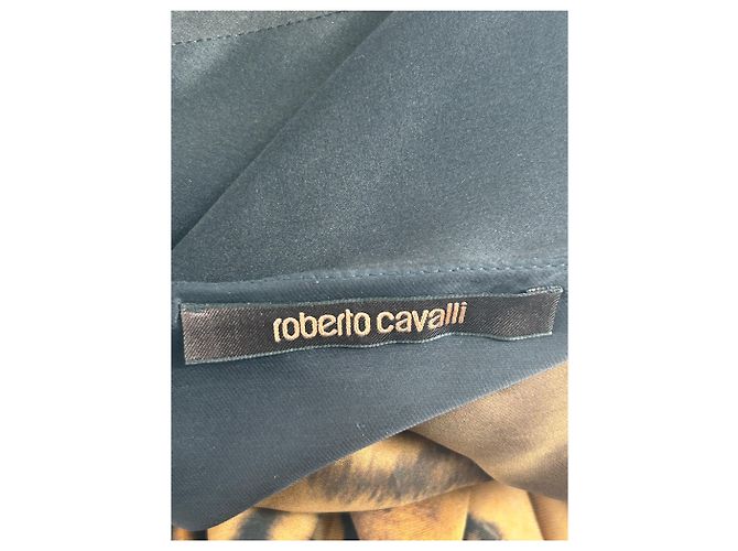 Roberto Cavalli Braunes Kleid mit Tigerprint - Ansicht 5