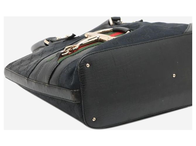 Gucci Borsa Horsebit in tela GG nera Nero - vista 3