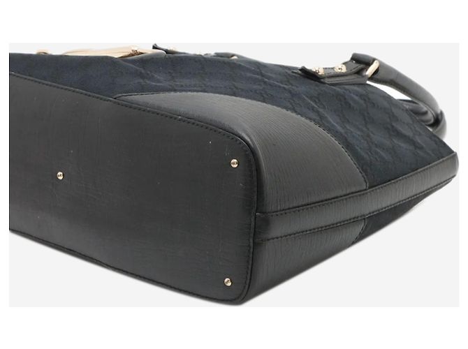 Gucci Borsa Horsebit in tela GG nera Nero - vista 4