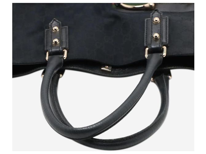 Gucci Borsa Horsebit in tela GG nera Nero - vista 9
