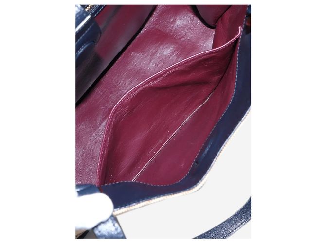 Gucci Borsa tote in tela e pelle Horsebit 1955, toni neutri e blu navy - vista 5