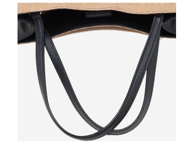 Gucci Borsa tote in tela e pelle Horsebit 1955, toni neutri e blu navy - vista 9