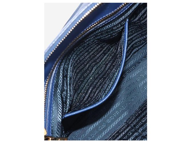 Prada Borsa 2way in pelle Saffiano Lux blu - vista 10